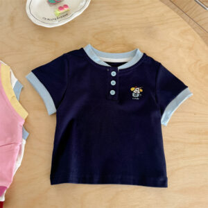 Little Bear Button Tee - Navy